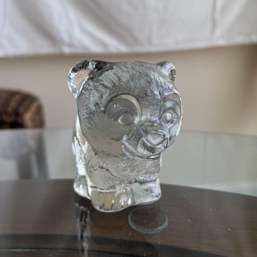 Goebel Vintage Antique Hallmarked Signed Solid Clear Glass German BEAR FIGURINE